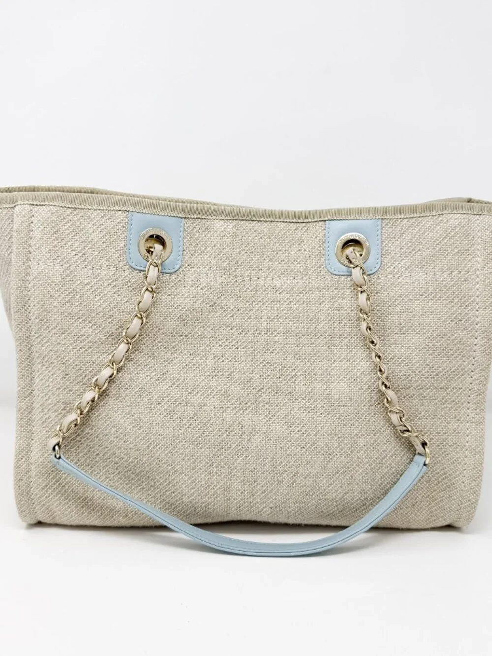 Chanel Beige/Blue Canvas Deauville Shopping Tote